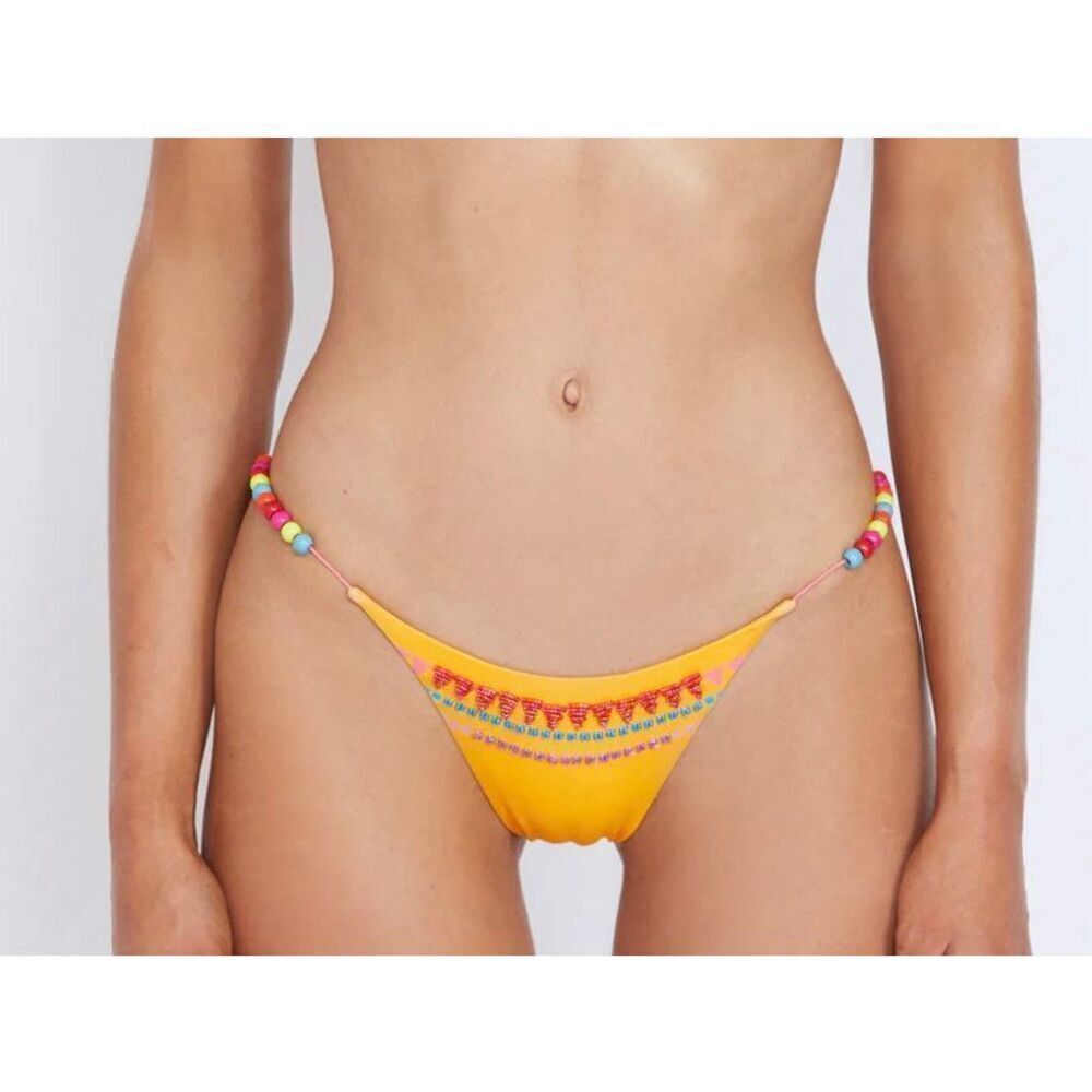 Free People It’s Now Cool The String Pant Bikini Bottom Heatwave Orange Sz Small